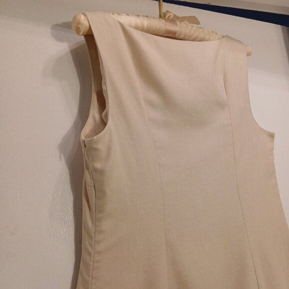 Evan Picone Butter Yellow 100%Linen Midi Sheath Dress ~ Stylish Hem Detail Sz 8 - Picture 8 of 12